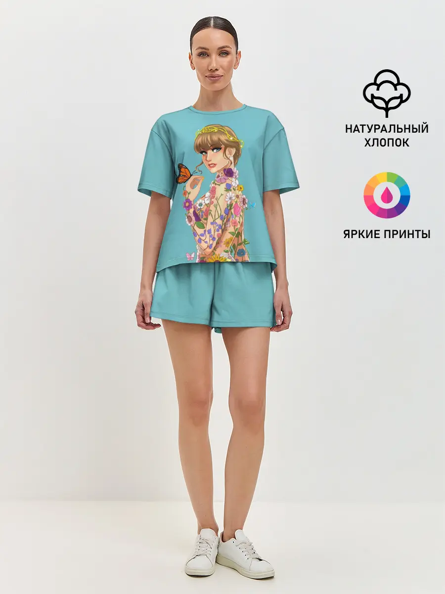 Женская пижама с шортами / Тейлор в цветах