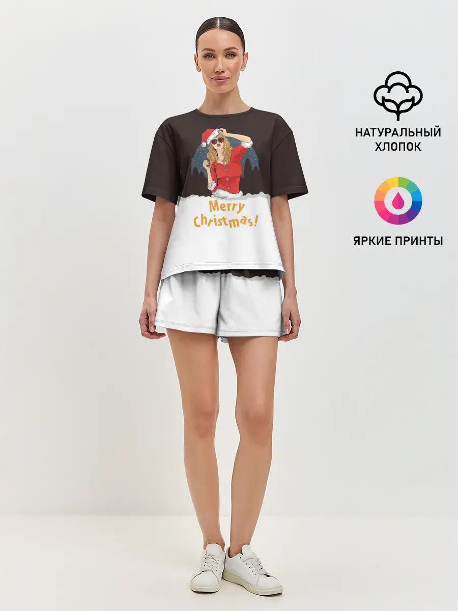 Женская пижама с шортами / Снегурка