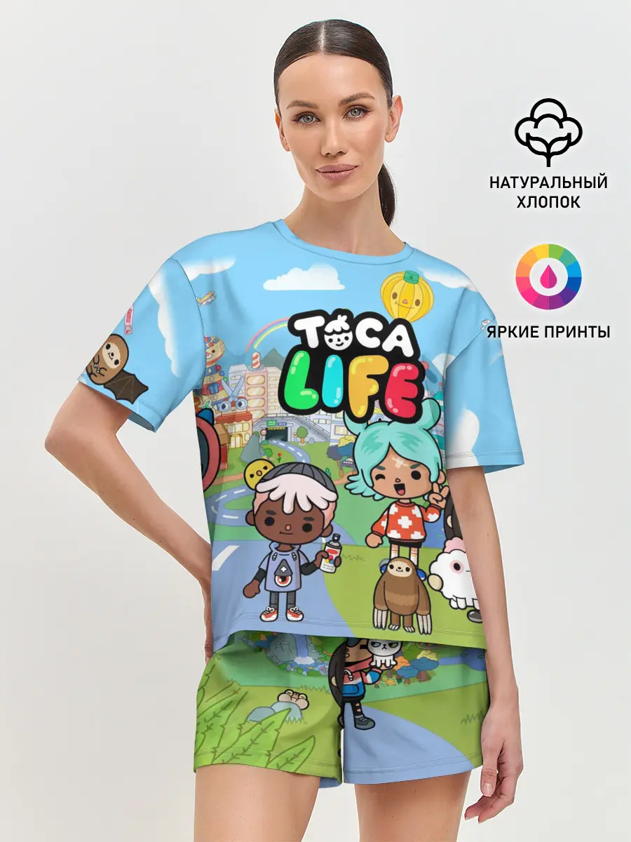 Женская пижама с шортами / Toca Boca | Тока бока Рита, Зик, Нари, Леон