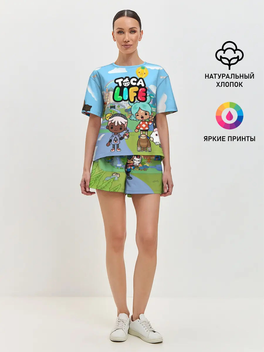 Женская пижама с шортами / Toca Boca | Тока бока Рита, Зик, Нари, Леон