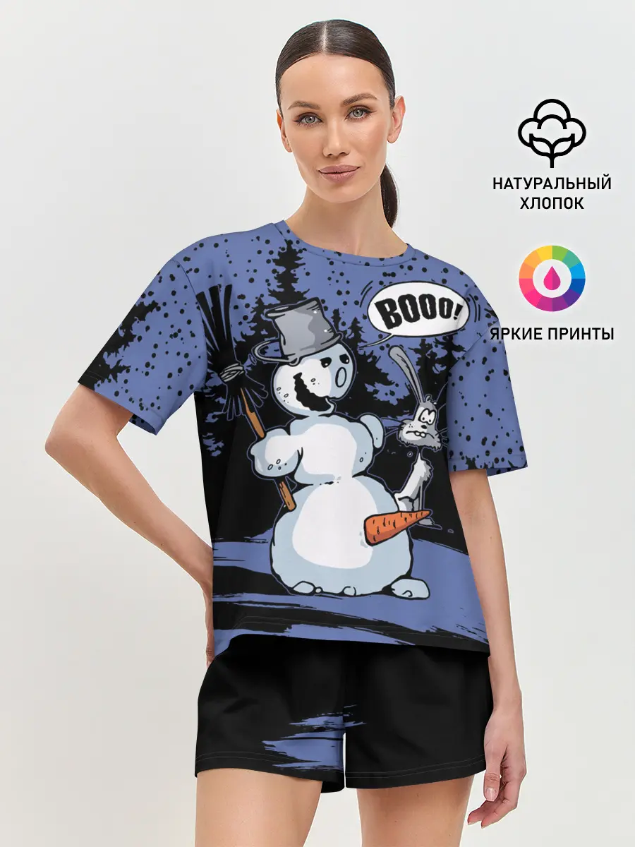 Женская пижама с шортами / Снеговик на Хэллоуин