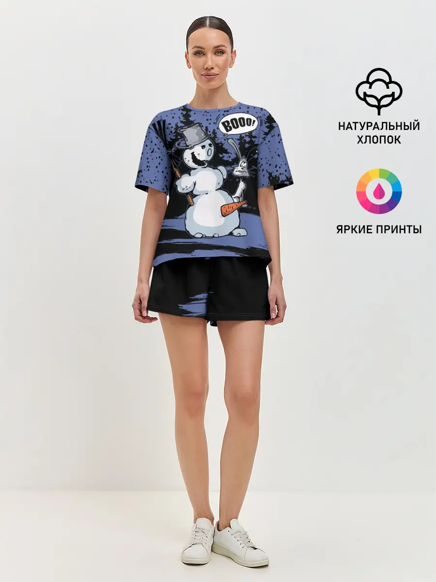 Женская пижама с шортами / Снеговик на Хэллоуин