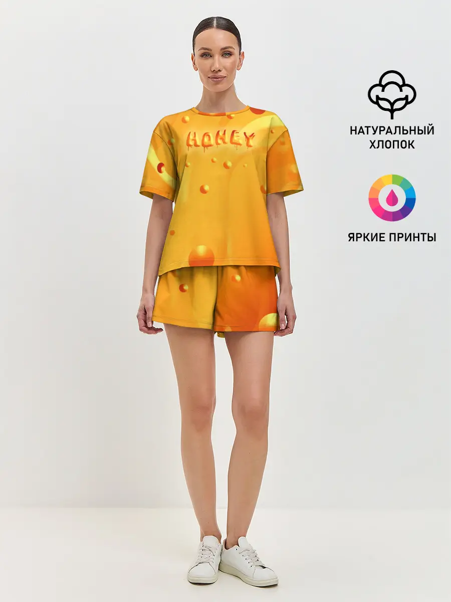 Женская пижама с шортами / Медовая волна | Honey wave