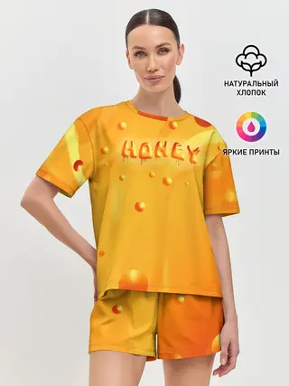Женская пижама с шортами / Медовая волна | Honey wave