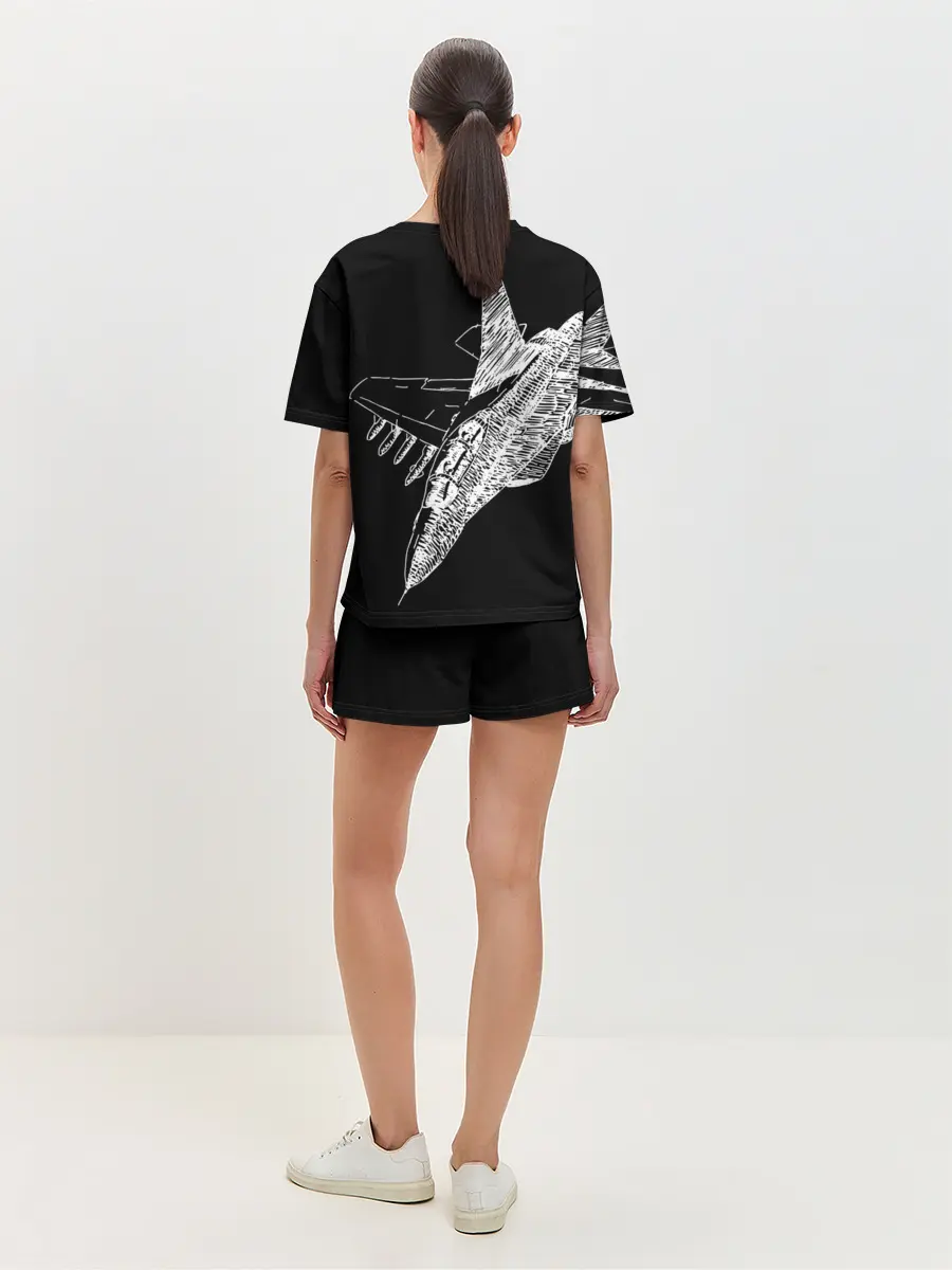 Женская пижама с шортами / Истребитель штрихом ВВС России