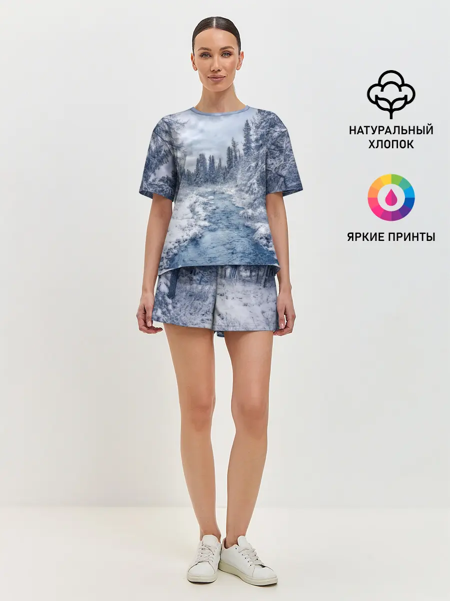 Женская пижама с шортами / СНЕЖНЫЙ ПЕЙЗАЖ