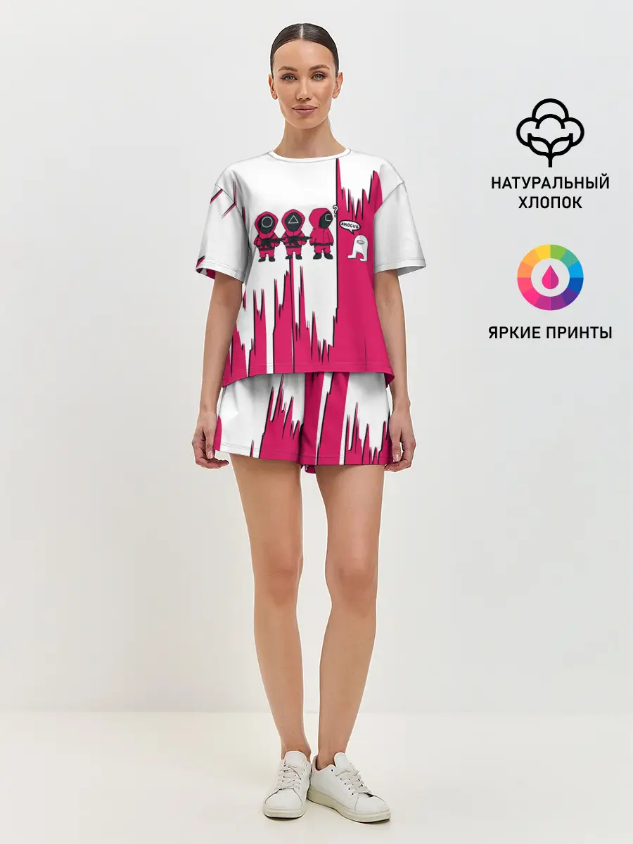 Женская пижама с шортами / Squid Game | among us / Люди в масках,