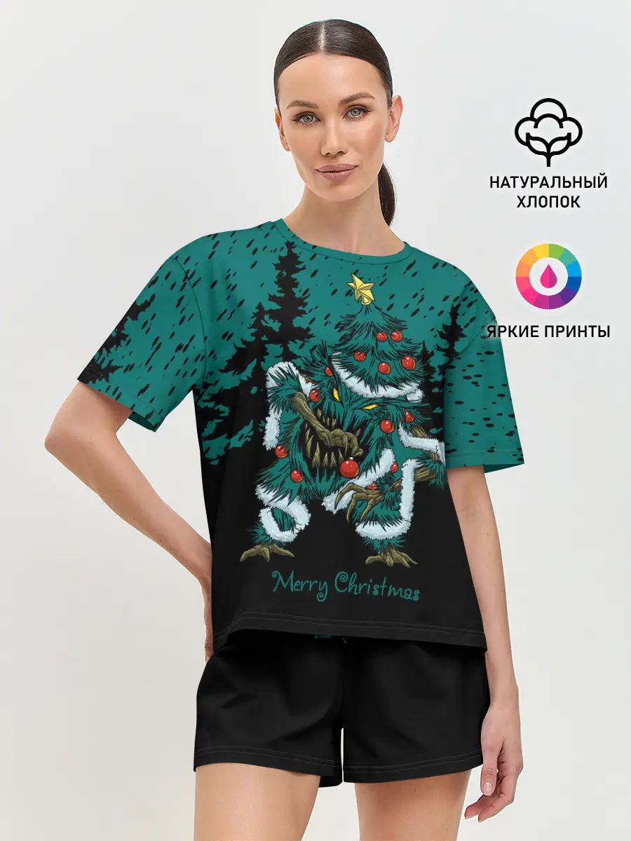Женская пижама с шортами / Бесячья ёлка
