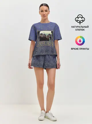 Женская пижама с шортами / Maneskin в серебре и золоте