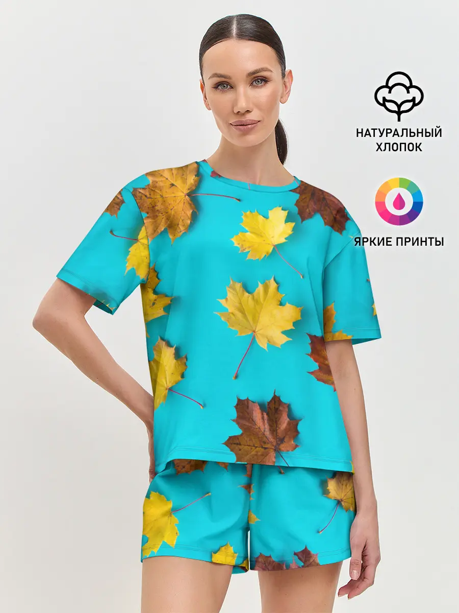 Женская пижама с шортами / Кленовый листочек