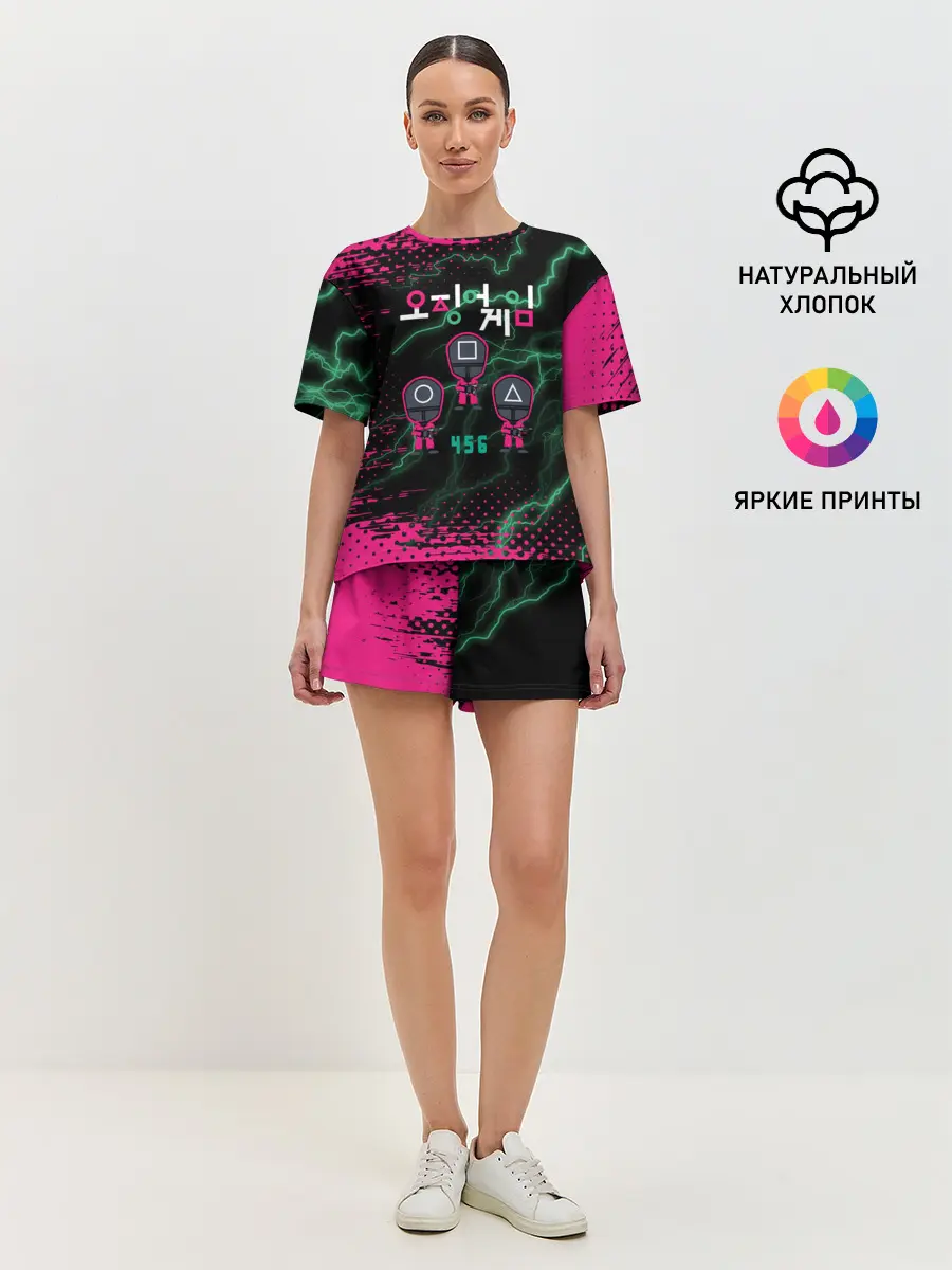 Женская пижама с шортами / Игра в кальмара разряд молнии.