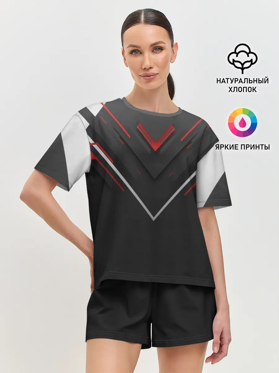 Женская пижама с шортами / футуристический вектор