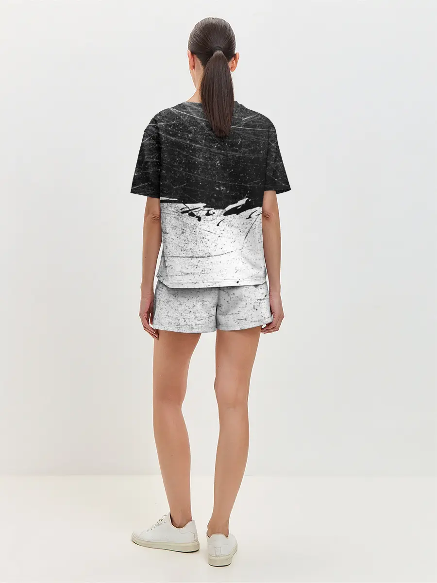 Женская пижама с шортами / Линкин Парк Лого Рок ЧБ | Linkin Park Rock