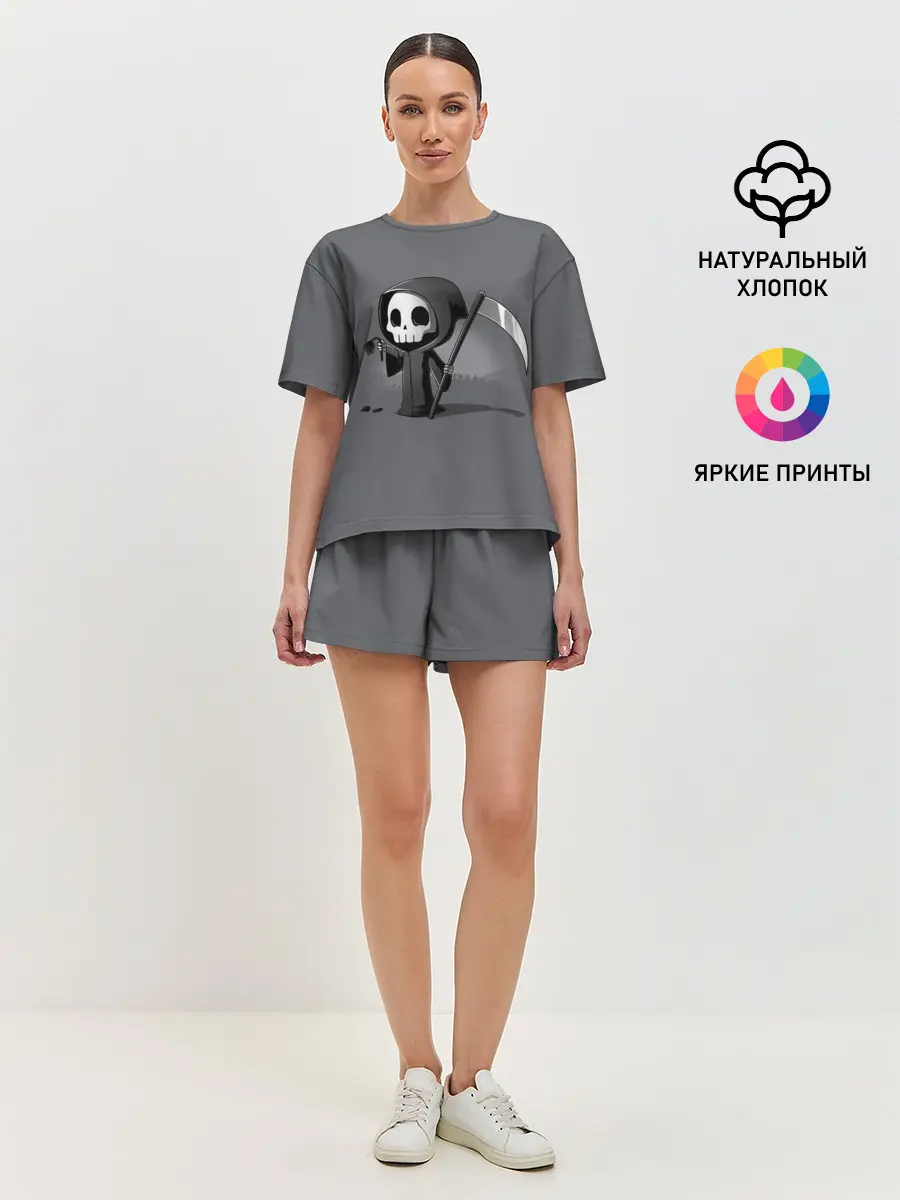 Женская пижама с шортами / жнец и цветок