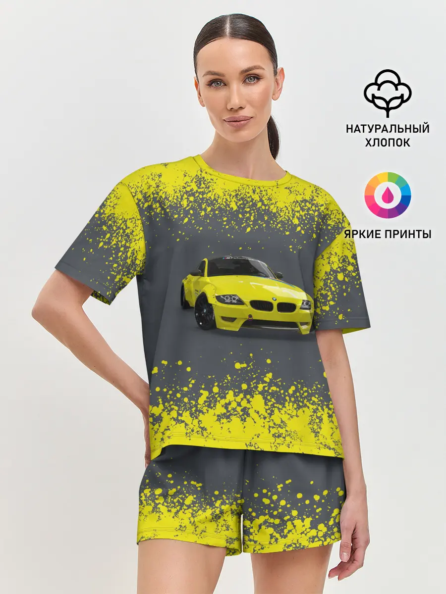 Женская пижама с шортами / БМВ | ЖЕЛТЫЙ ПЕРФОРМАНС