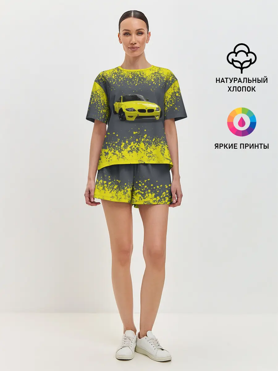 Женская пижама с шортами / БМВ | ЖЕЛТЫЙ ПЕРФОРМАНС