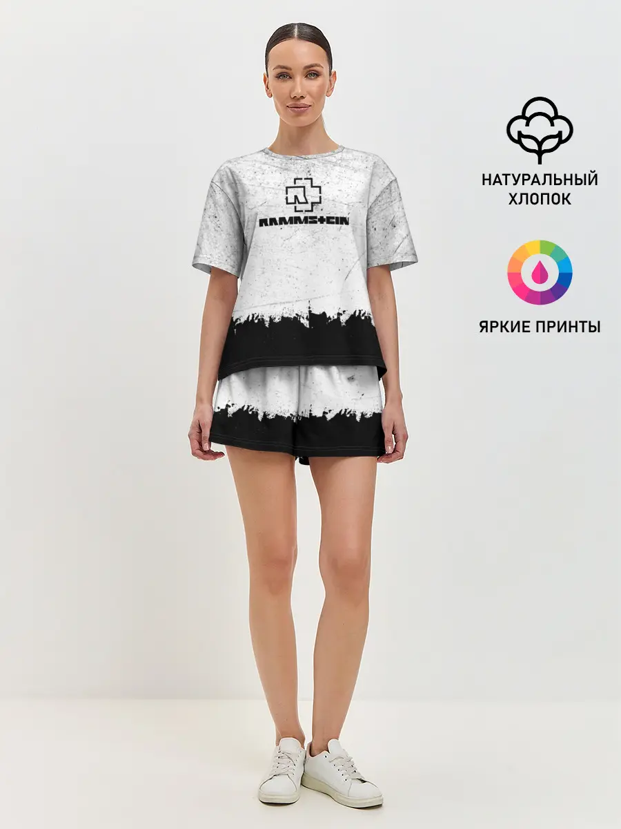 Женская пижама с шортами / Рамштайн ЧБ Гранж | Rammstein Rock