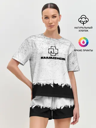 Женская пижама с шортами / Рамштайн ЧБ Гранж | Rammstein Rock