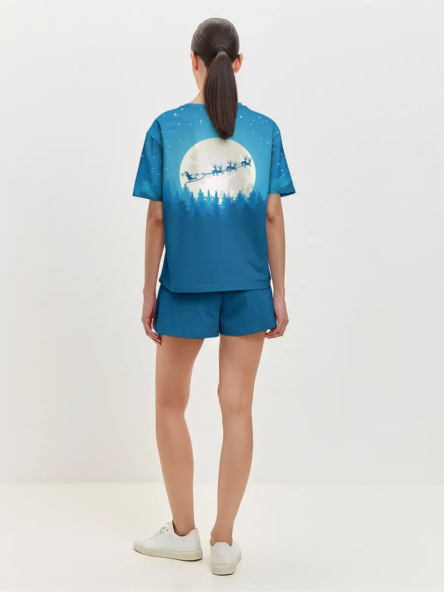 Женская пижама с шортами / Санта с Оленями