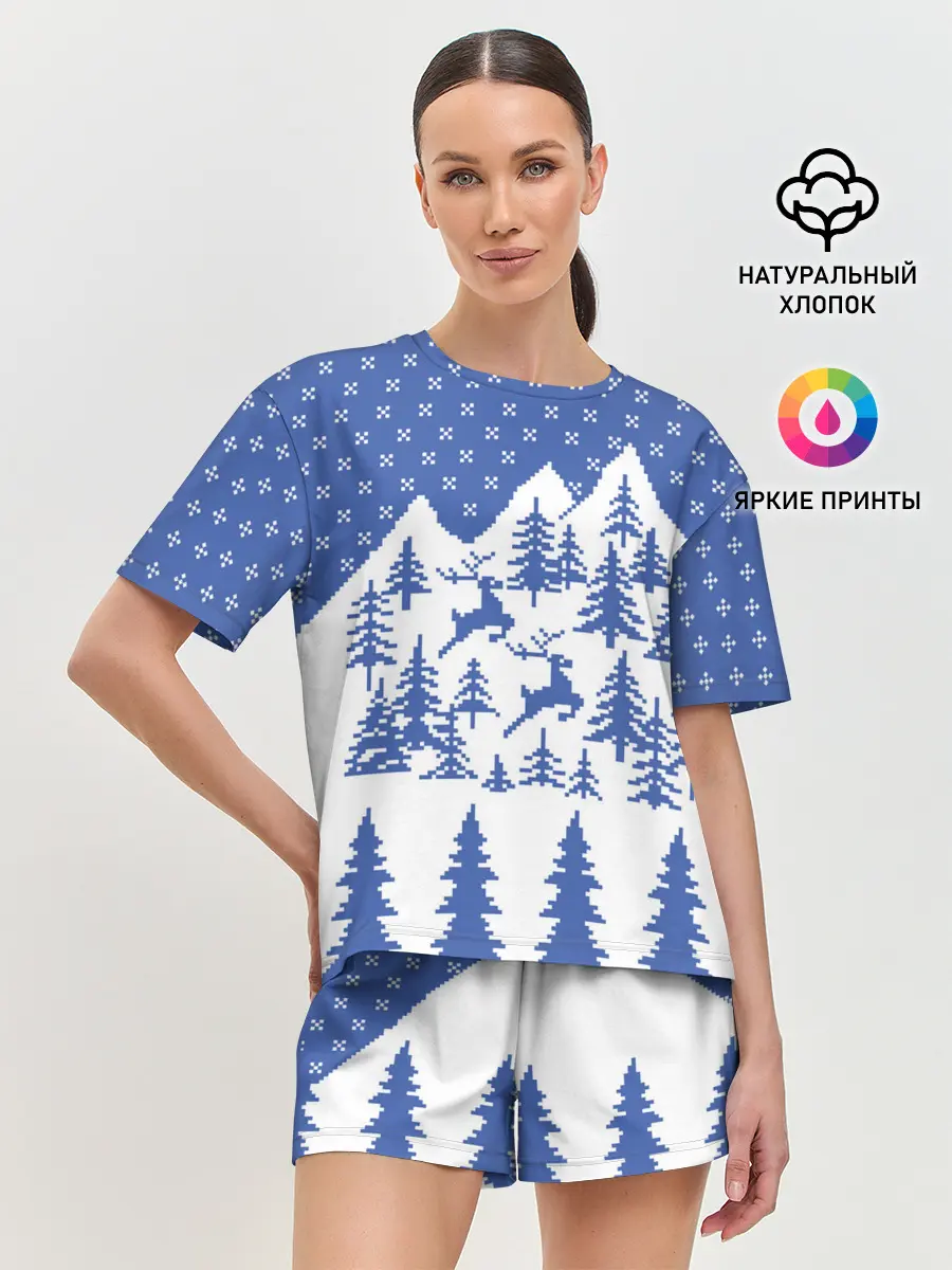 Женская пижама с шортами / Горные Олени