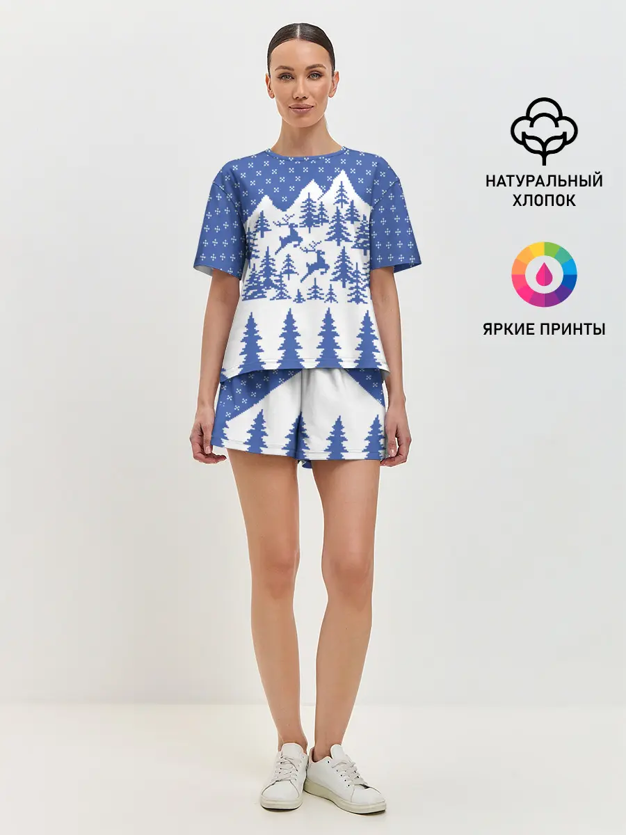 Женская пижама с шортами / Горные Олени