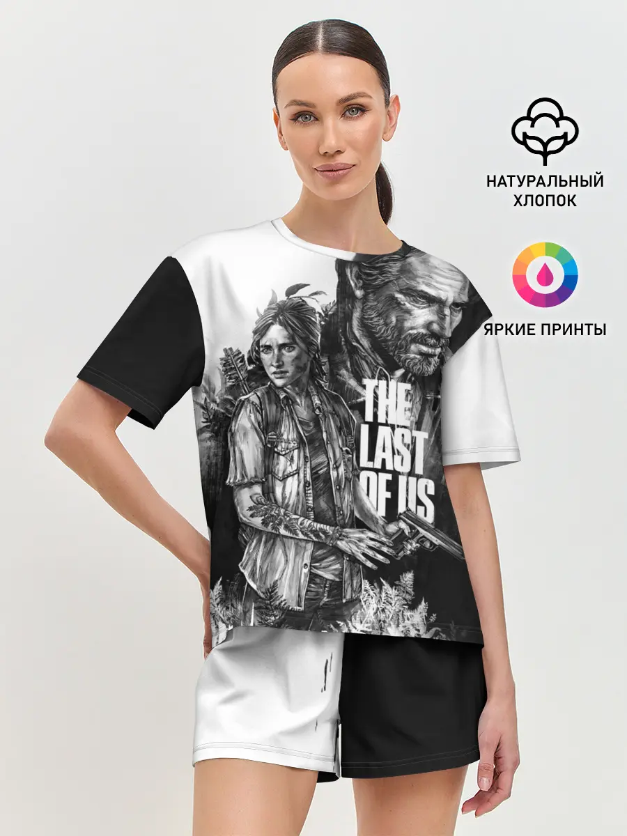 Женская пижама с шортами / THE LAST OF US ЧЁРНО БЕЛЫЙ