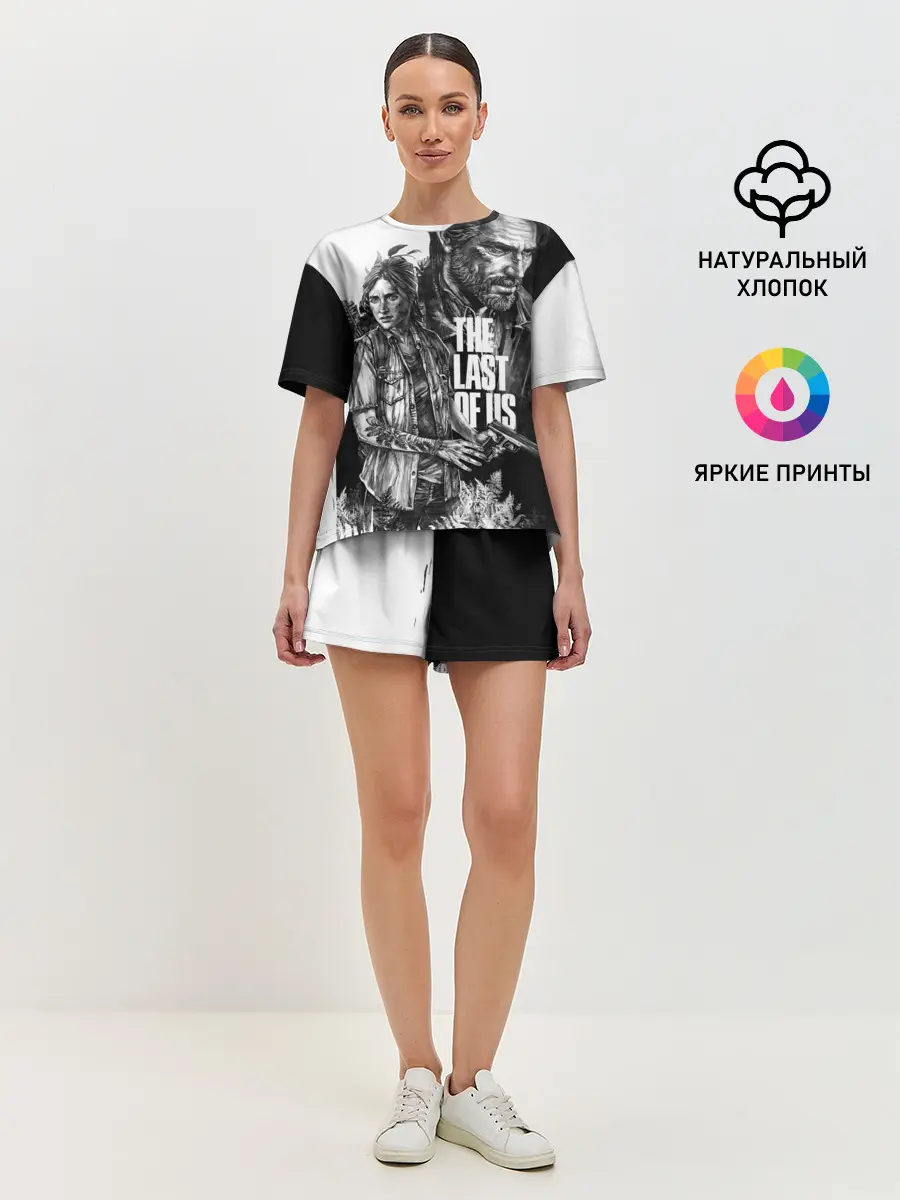 Женская пижама с шортами / THE LAST OF US ЧЁРНО БЕЛЫЙ