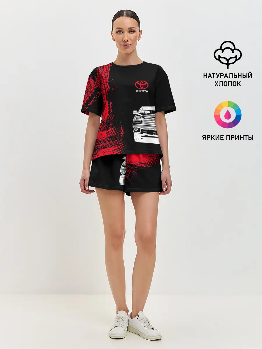 Женская пижама с шортами / Тойота | Красные следы