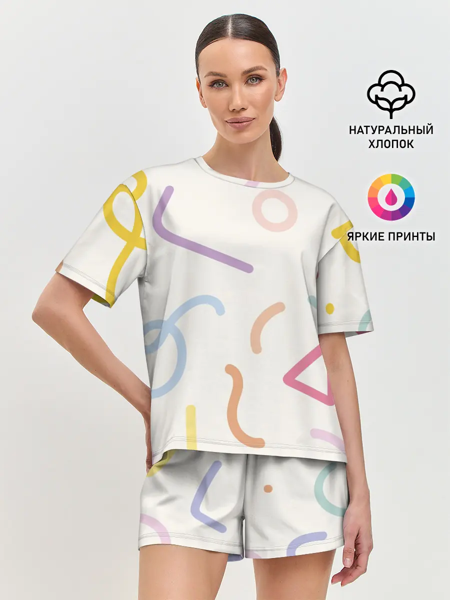 Женская пижама с шортами / Разные линии