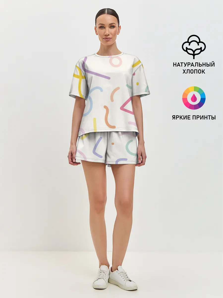 Женская пижама с шортами / Разные линии