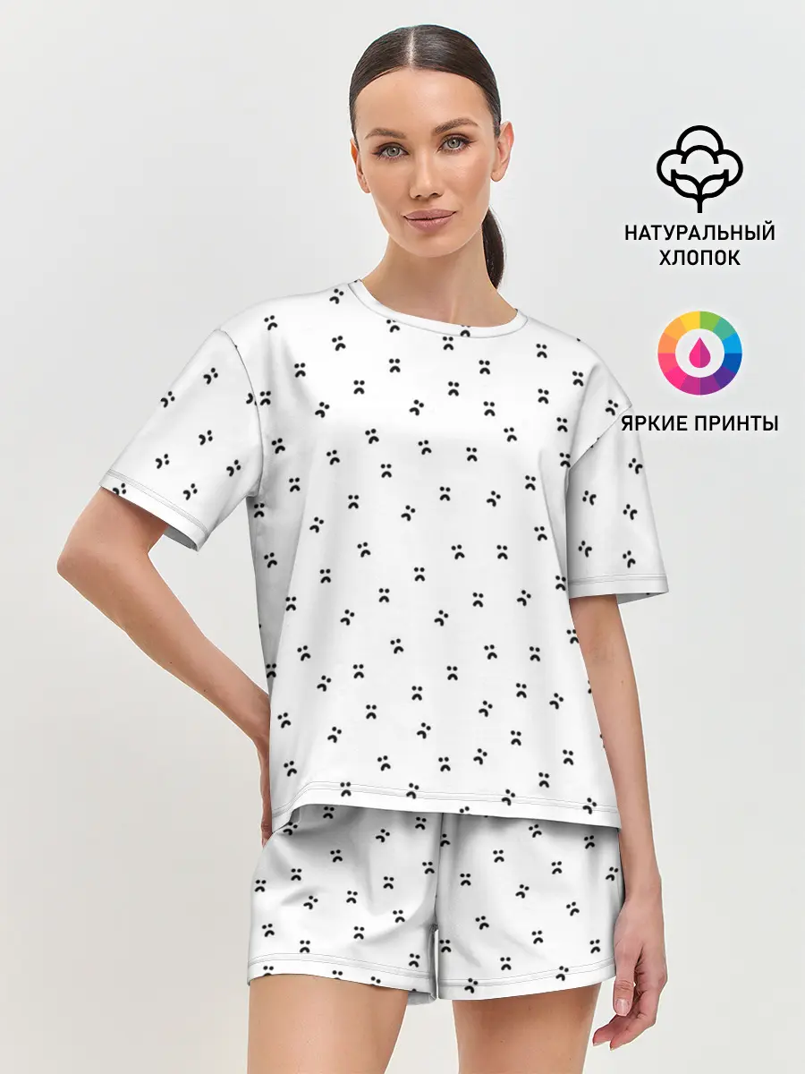 Женская пижама с шортами / Нахмурившееся лицо