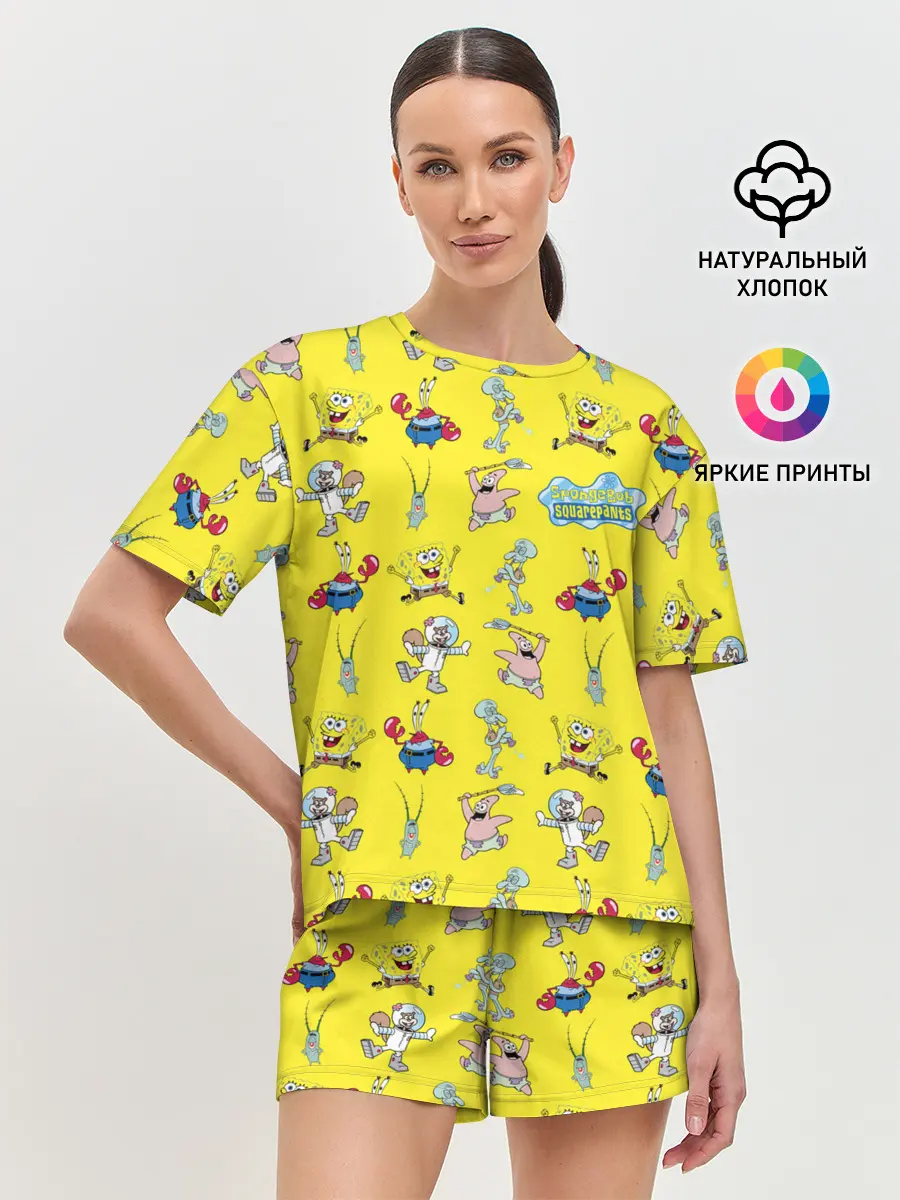 Женская пижама с шортами / SpongeBob pattern