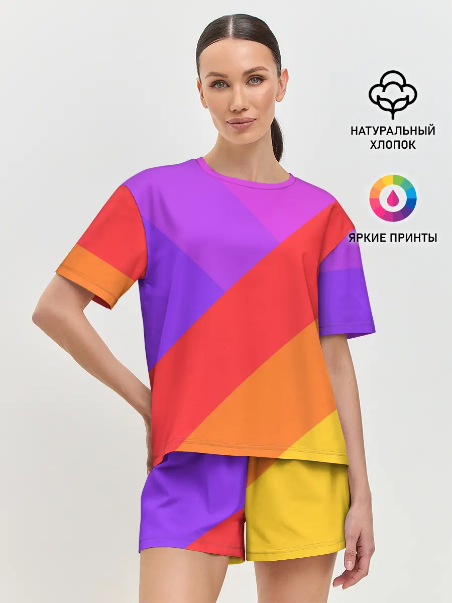 Женская пижама с шортами / РАДУЖНАЯ ГЕОМЕТРИЯ / RAINBOW GEOMETRY