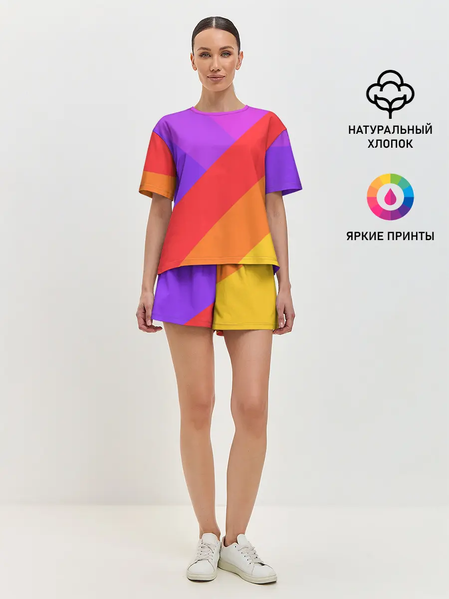 Женская пижама с шортами / РАДУЖНАЯ ГЕОМЕТРИЯ / RAINBOW GEOMETRY