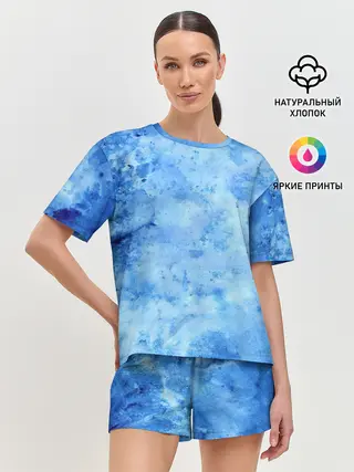 Женская пижама с шортами / Красочная синева