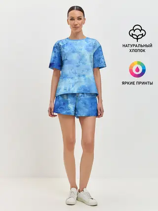 Женская пижама с шортами / Красочная синева