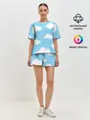 Женская пижама с шортами / Белые облака