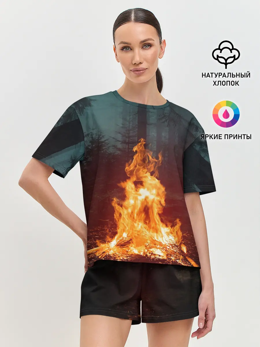 Женская пижама с шортами / Пикник в лесу