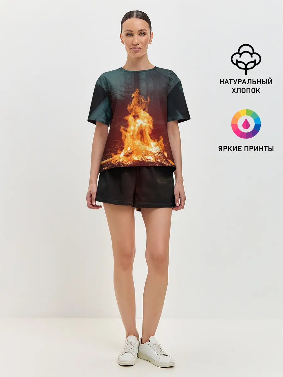 Женская пижама с шортами / Пикник в лесу