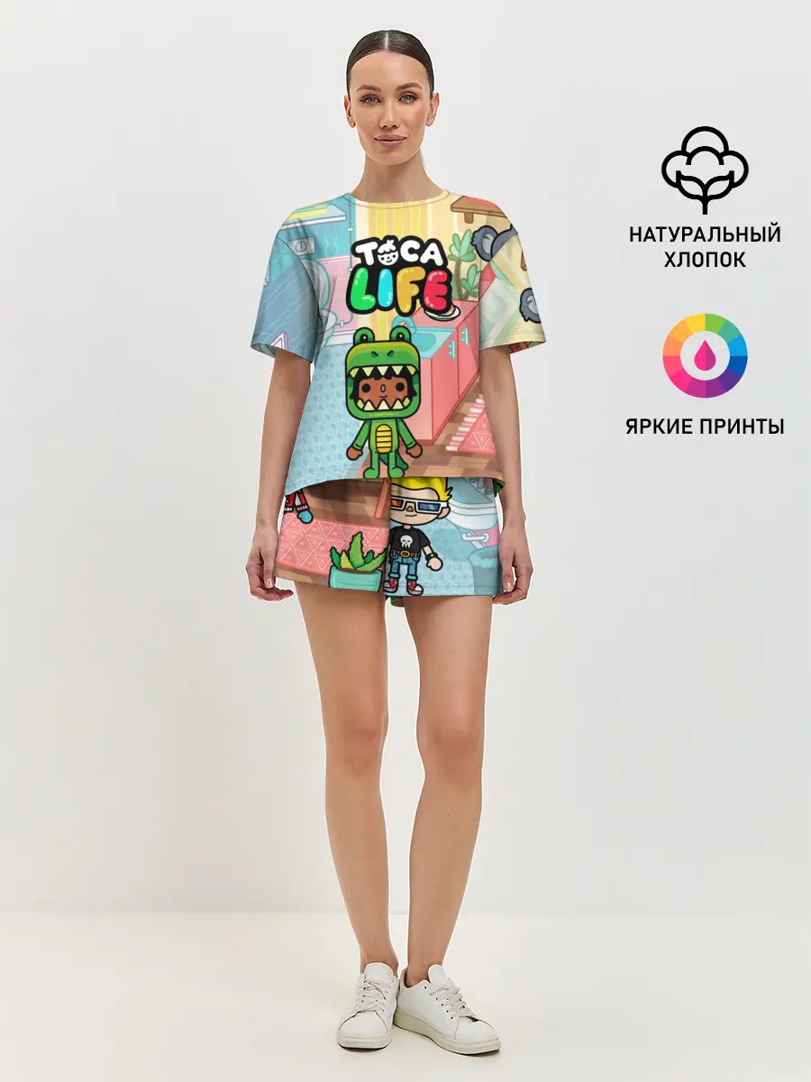 Женская пижама с шортами / Toca Boca | Тока бока костюм крокодила