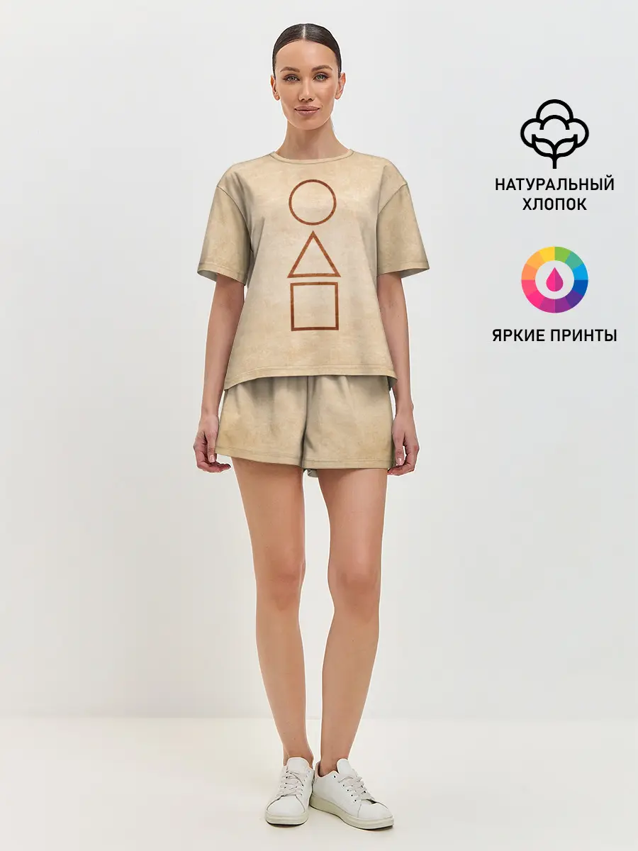 Женская пижама с шортами / ИГРА В КАЛЬМАРА, ФИГУРЫ ИГРЫ