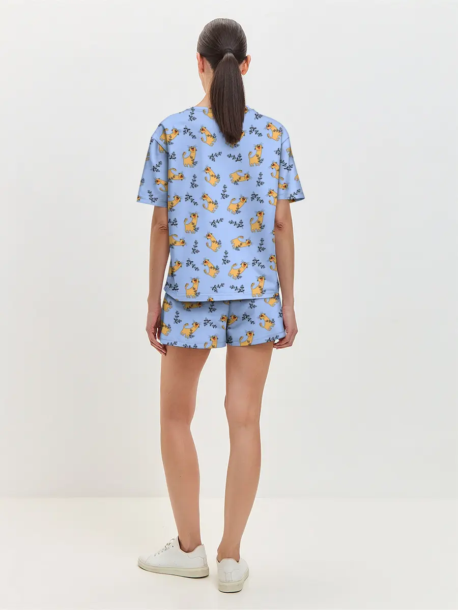 Женская пижама с шортами / Радостный кот