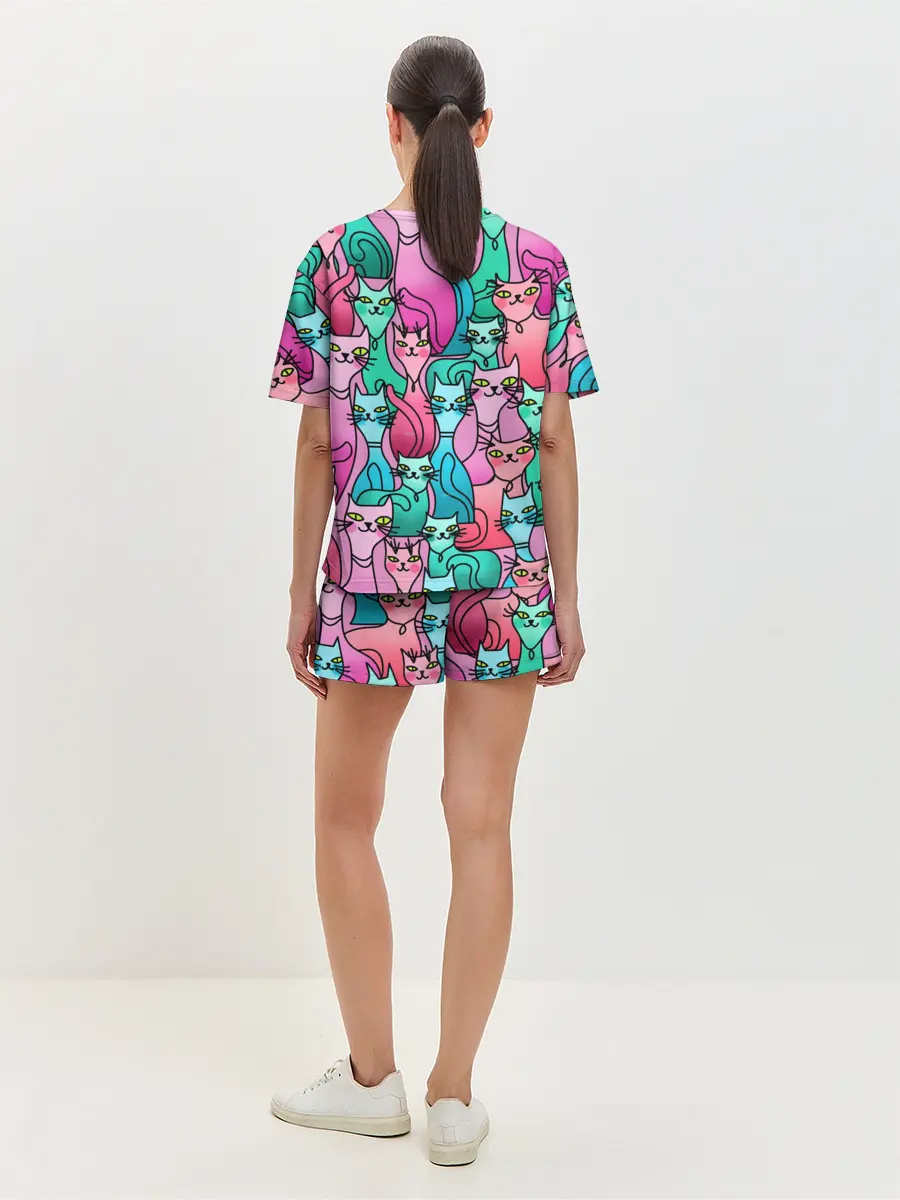Женская пижама с шортами / Выставка котов