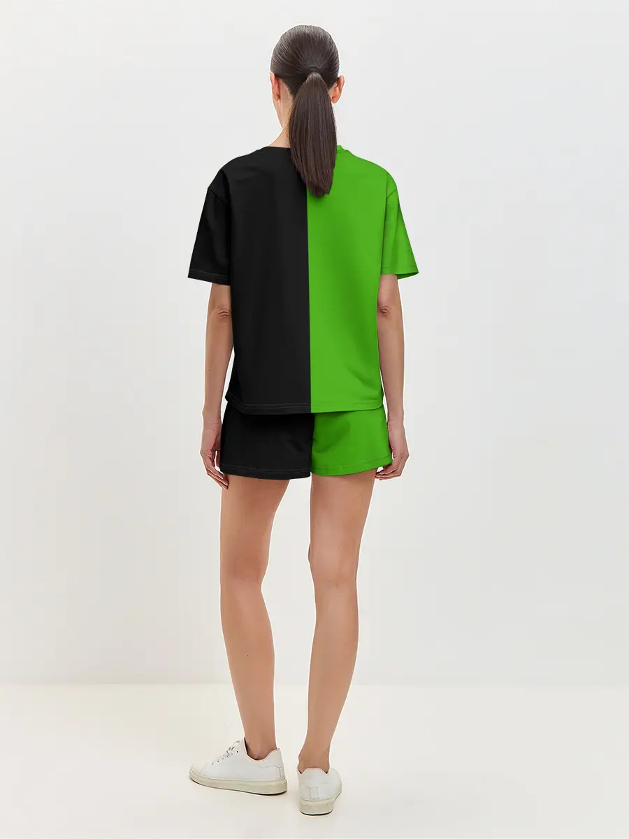 Женская пижама с шортами / SKODA черно-зеленый