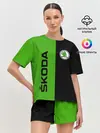Женская пижама с шортами / SKODA черно-зеленый