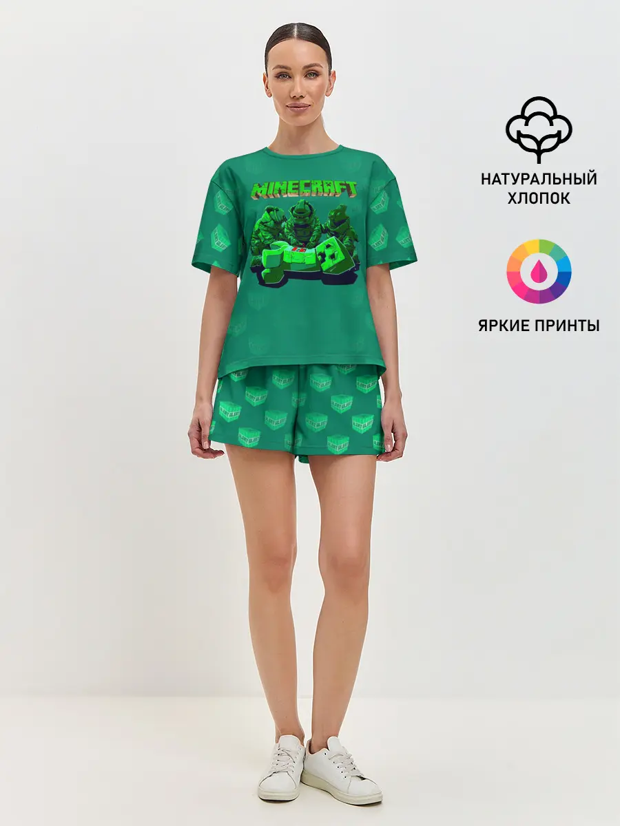 Женская пижама с шортами / Операция над Крипером | Майнкрафт