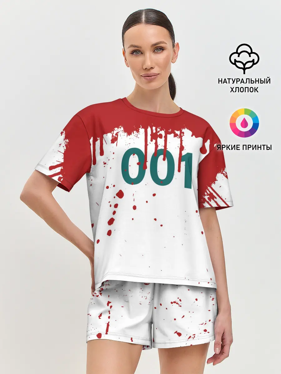 Женская пижама с шортами / ИГРА В КАЛЬМАРА ПЕРСОНАЖ 001 КРОВЬ