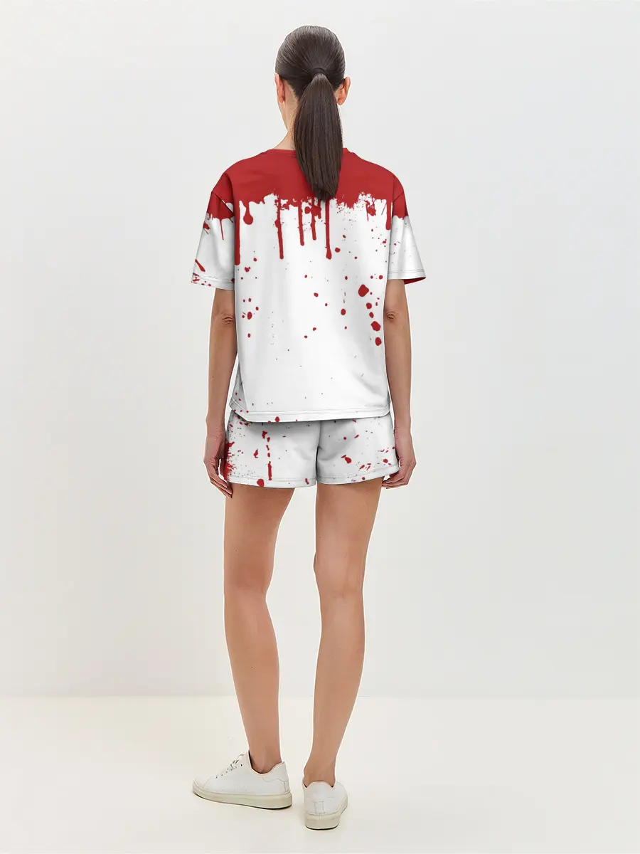 Женская пижама с шортами / ИГРА В КАЛЬМАРА ПЕРСОНАЖ 456 КРОВЬ