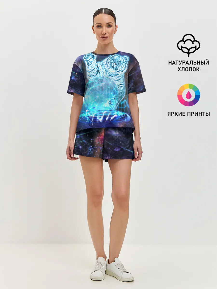 Женская пижама с шортами / Звездный тигр
