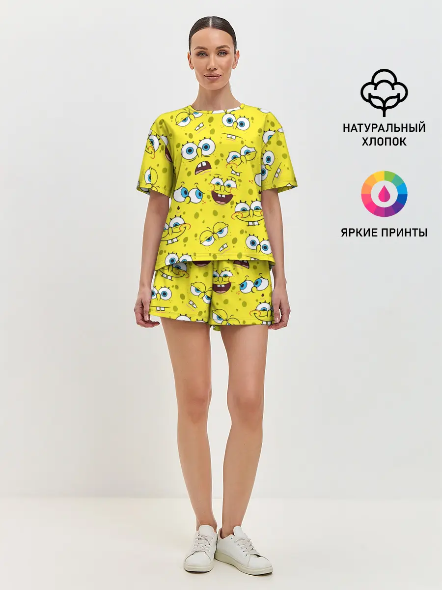 Женская пижама с шортами / Губка Боб / SpongeBob pattern